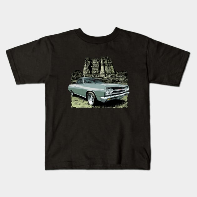 Mosport Green 65  Chevy El Camino Kids T-Shirt by ZoeysGarage